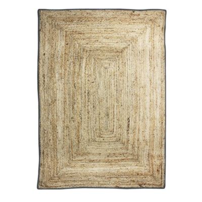 Tapis en jute et coton bande gris foncé 120x170