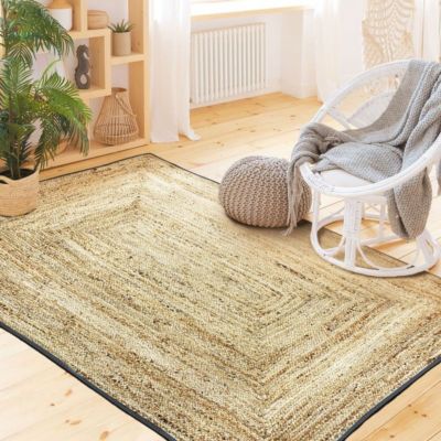 Tapis en jute et coton bande gris foncé 120x170