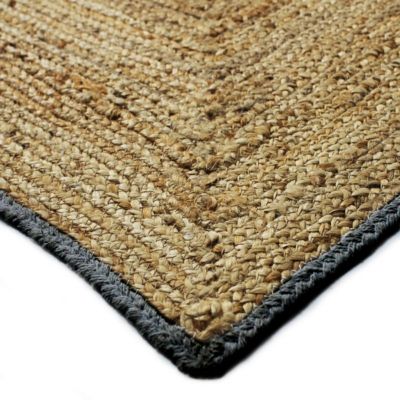 Tapis en jute et coton bande gris foncé 120x170