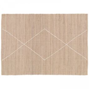 Tapis en jute naturel à motif losange tissé main 160 x 230 cm  Oviala