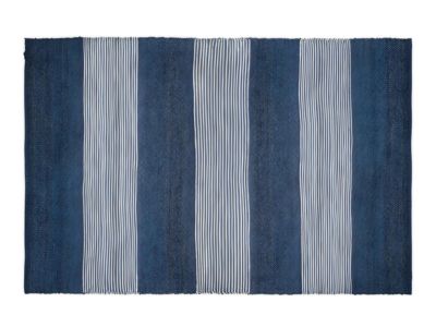 Tapis en jute tissé à la main KOCHI  - 140 x 200 cm - Bleu marine et blanc