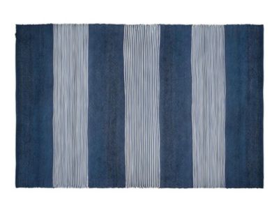 Tapis en jute tissé à la main KOCHI  - 140 x 200 cm - Bleu marine et blanc