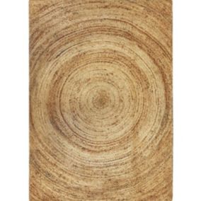 Tapis en jute tressé main motif rond naturel 200x290