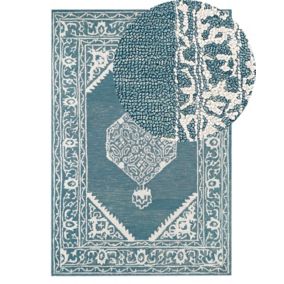 Tapis en laine 140 x 200 cm blanc et bleu GEVAS