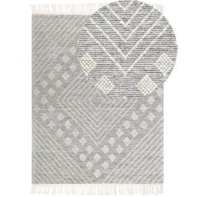 Tapis en laine 160 x 230 cm gris et blanc SAVUR