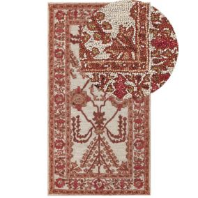 Tapis en laine 80 x 150 cm orange et beige ADILCEVAZ