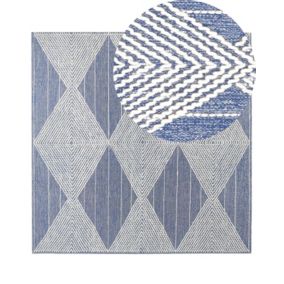 Tapis en laine beige clair et bleu 200 x 200 cm DATCA