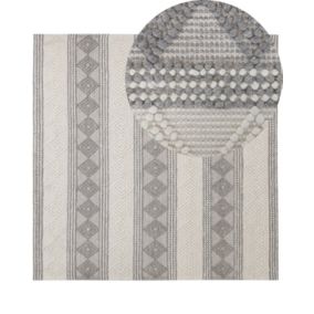 Tapis en laine beige clair et gris 200 x 200 cm BOZOVA