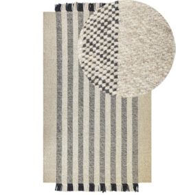 Tapis en laine blanc cassé et noir 160 x 230 cm TACETTIN