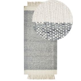 Tapis en laine gris et blanc cassé 80 x 150 cm TATLISU