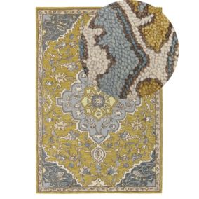 Tapis en laine jaune et bleu 140 x 200 cm MUCUR