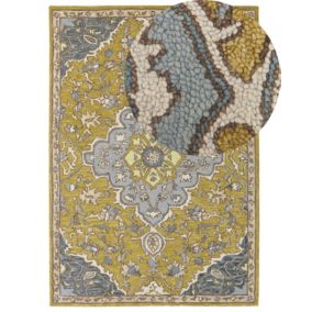 Tapis en laine jaune et bleu 160 x 230 cm MUCUR