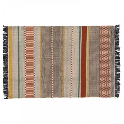 Tapis en laine tissé à plat avec motifs et franges 120 x 170 cm  Oviala