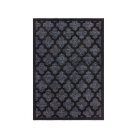 Tapis en polypropylène brillant baroque Melyna 150x80 CM - Noir