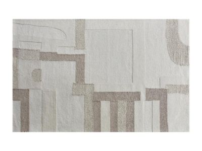 Tapis en relief 100% laine fait à la main - 160 x 230 cm - 1800g/m2 - Beige et taupe - MANDJARO