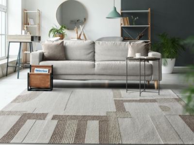 Tapis en relief 100% laine fait à la main - 160 x 230 cm - 1800g/m2 - Beige et taupe - MANDJARO