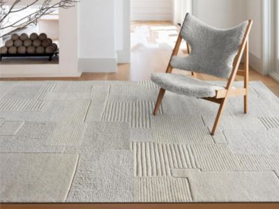 Tapis en relief 100% laine fait à la main - 200 x 290 cm - 1800g/m2 - Ivoire - AURORA