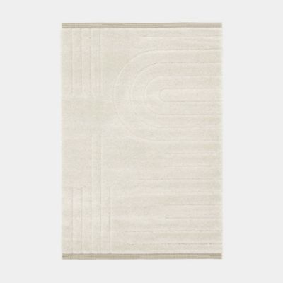Tapis en relief géométrique - Andréa - Ecru et beige - 80 x 150 cm