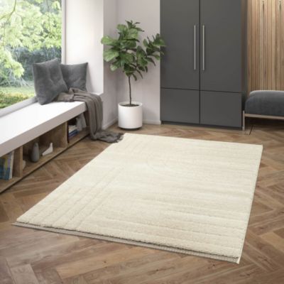 Tapis en relief géométrique - Andréa - Ecru et beige - 80 x 150 cm