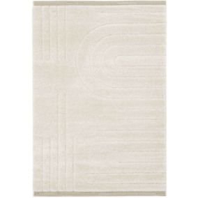 Tapis en relief géométrique - Andréa - Ecru et beige naturel - 120 x 170 cm