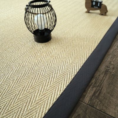 Tapis en sisal naturel - Veracruz chevron - Blanchi et anthracite - 160 x 230 cm