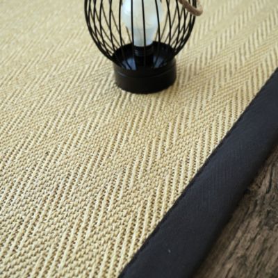 Tapis en sisal naturel - Veracruz chevron - Blanchi et anthracite - 160 x 230 cm