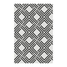 Tapis en vinyle Deblon, tapis de intérieur de decoration Tapis en PVC , Noir Géométrique  120 x 180 cm