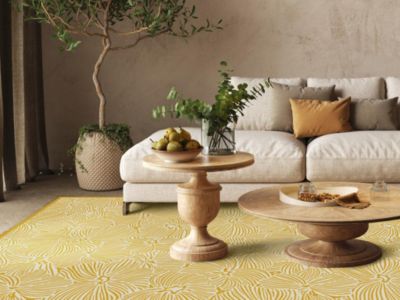 Tapis en vinyle à motifs fleuris - 120x180 cm - Jaune et blanc - CAPUCINA