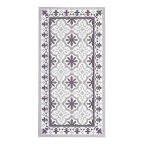 Tapis en vinyle VinylFloor, Tapis imprimé et antidérapant en PVC lesgris  140 x 200 cm