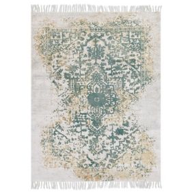 Tapis en viscose beige et vert 160 x 230 cm BOYALI