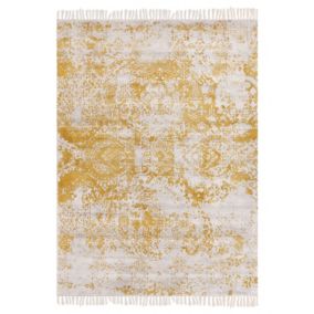 Tapis en viscose jaune et beige 140 x 200 cm BOYALI