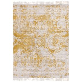 Tapis en viscose jaune et beige 160 x 230 cm BOYALI