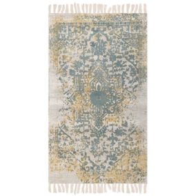 Tapis en viscose jaune et vert 80 x 150 cm BOYALI