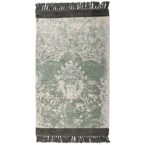 Tapis en viscose vert et beige 80 x 150 cm AKARSU