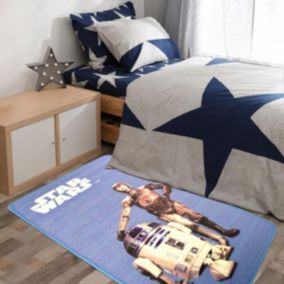 Tapis enfant 67x125 tissé bleu motif géométrique STAR WARS 1