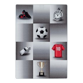 Tapis enfant antidérapant football Storado 200x140 CM - Gris