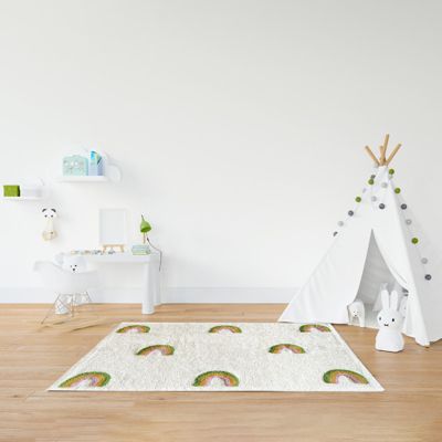 Tapis enfant arcs en Ciel 90 x 150 cm coton shaggy - CALEB