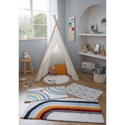 Tapis enfant déco arc-en-ciel en coton 50x80cm