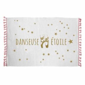 Tapis Enfant "Danseuse étoile" 50x80cm Blanc