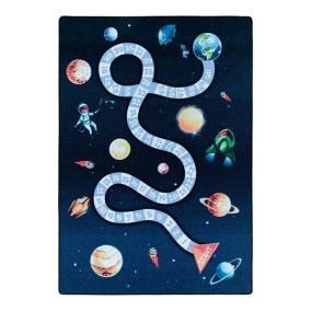 Tapis enfant de jeu garçon Astronaute 200x140 CM - Bleu marine