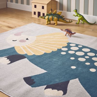 Tapis enfant dinosaure. tapis intérieur gris clair poils ras 120 x 170cm