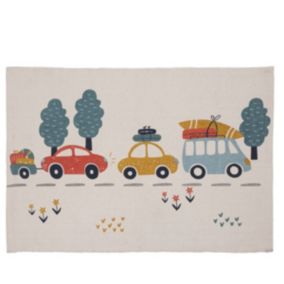 Tapis enfant en canva imprimé blanc