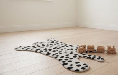 Tapis enfant en coton tufté panthère blanc et noir 60 x 100 cm Deko&Co