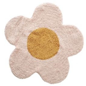 Tapis enfant en forme de fleur en coton tufté rose