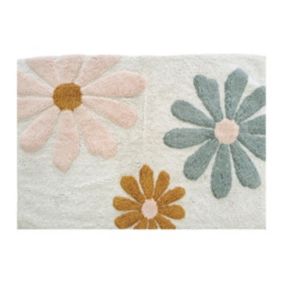 Tapis enfant à fleurs en coton tufté