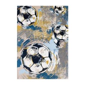 Tapis enfant FOOTBALL 80 x 150 cm - Gris