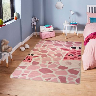 Tapis Enfant GIRAFE Rose - 80x150cm