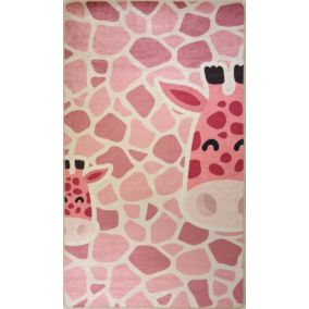 Tapis Enfant GIRAFE Rose, Dimension: 120x160