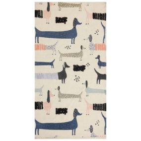 Tapis enfant imprimé chiens en coton 80 x 150 cm multicolore TEMIAJ