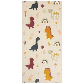 Tapis enfant imprimé dinosaure en coton 80 x 150 cm multicolore TIOP